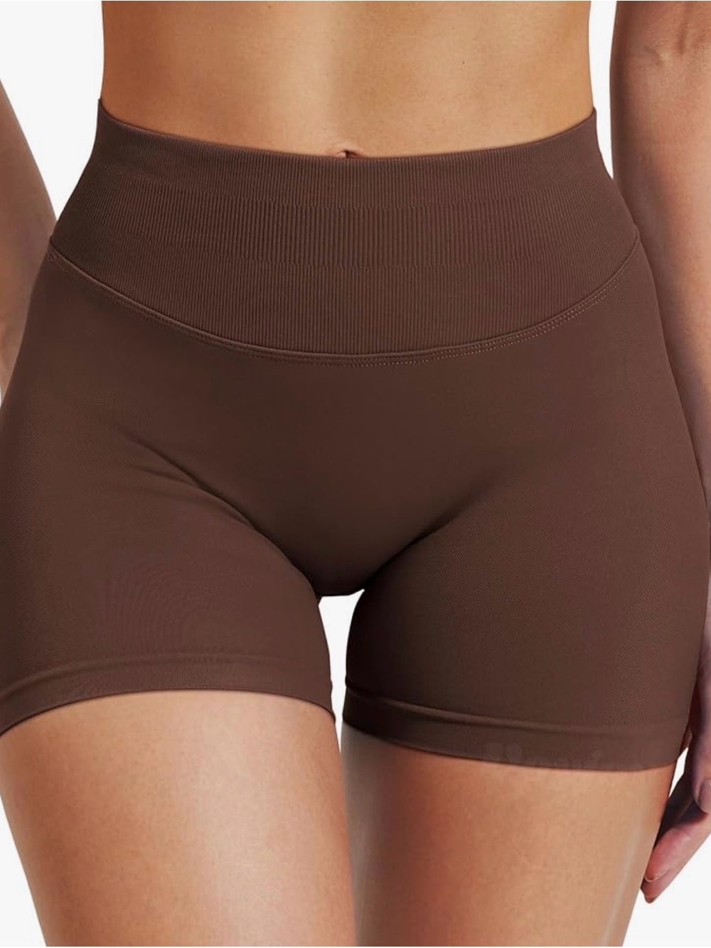 Amazon Women's Athletic Shorts — Brown High-Waist Compression Bike Shorts